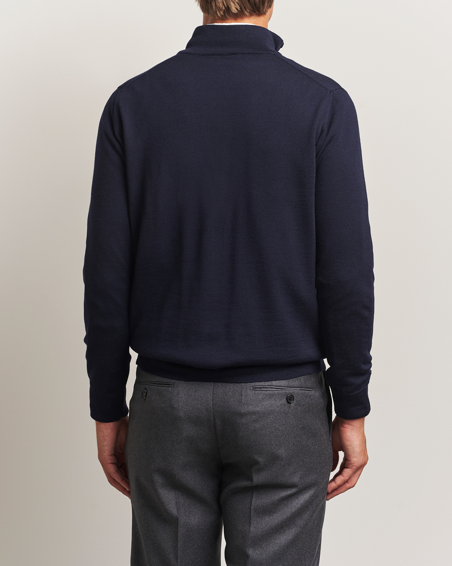 Uomini | Maglieria | Morgano | Extra Fine Merino Wool Half-Zip Navy