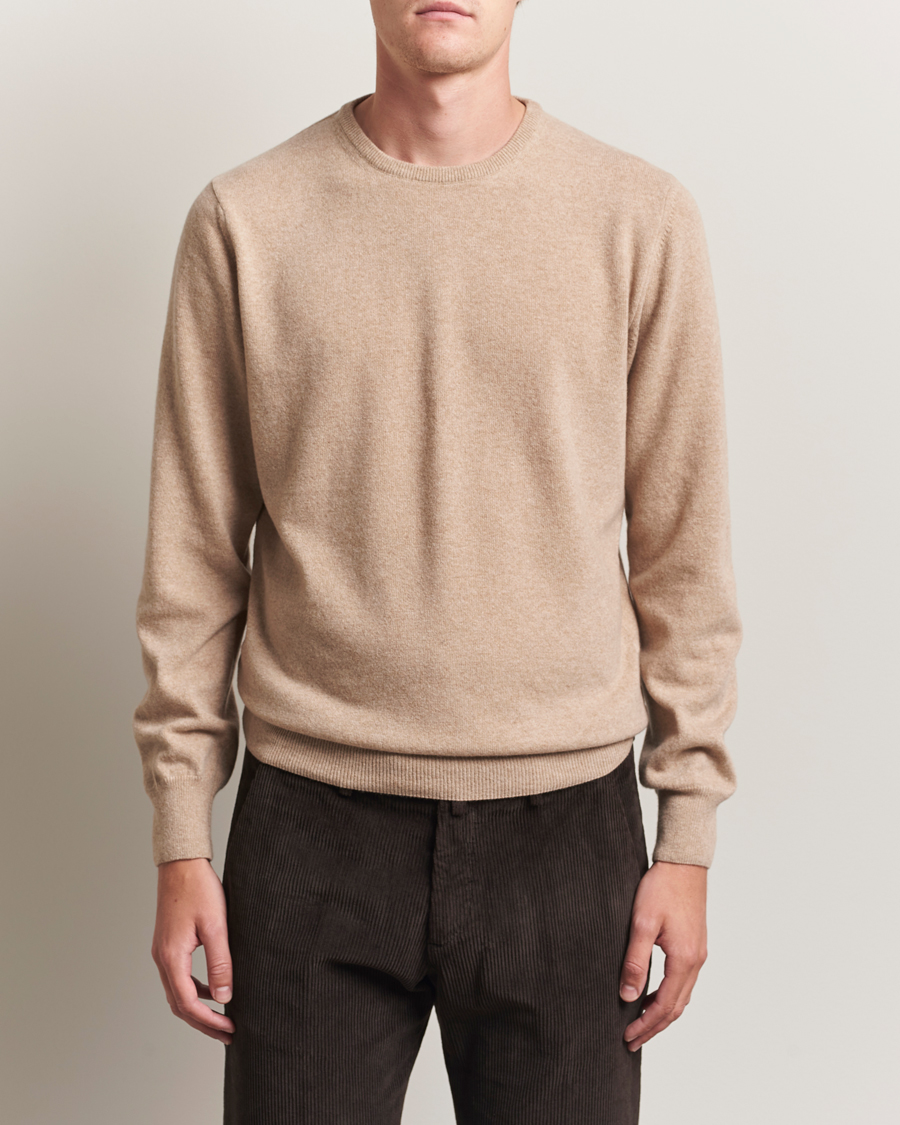 Uomini | Maglieria | Morgano | Wool/Cashmere Crewneck Beige