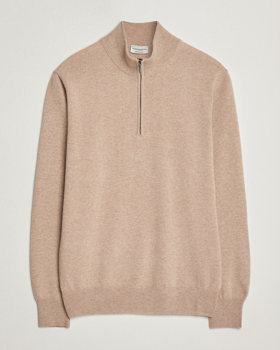 Uomini | Maglieria | Morgano | Wool/Cashmere Half-Zip Beige