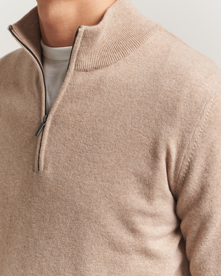 Uomini | Maglieria | Morgano | Wool/Cashmere Half-Zip Beige