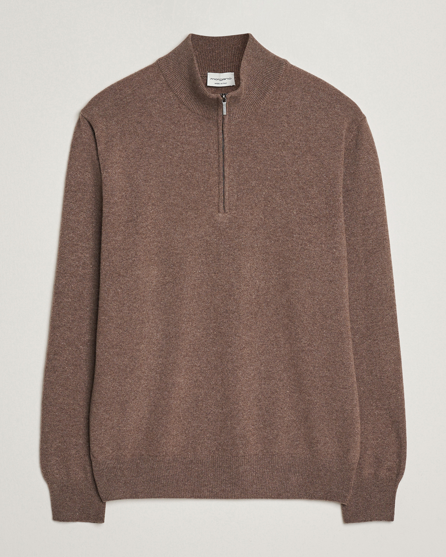 Uomini | Maglieria | Morgano | Wool/Cashmere Half-Zip Brown