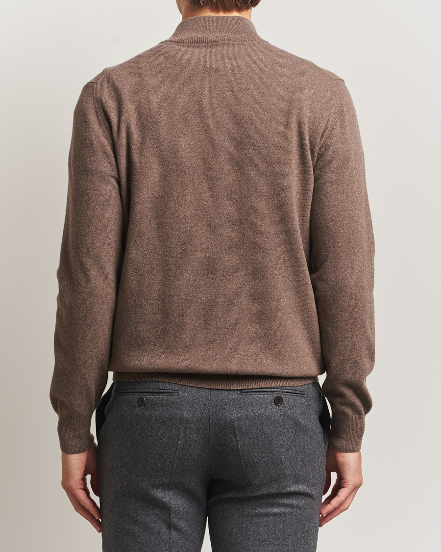 Uomini | Maglieria | Morgano | Wool/Cashmere Half-Zip Brown