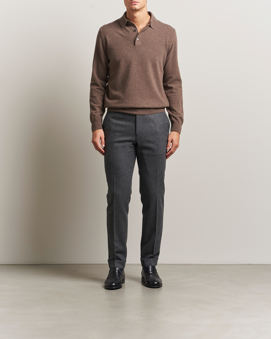 Uomini | Maglieria | Morgano | Wool/Cashmere Polo Brown