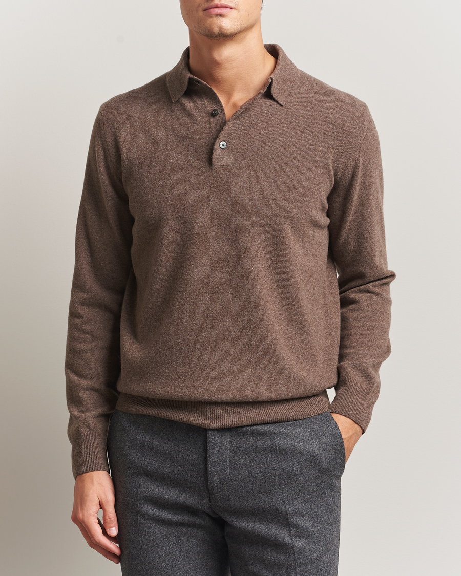 Uomini | Maglieria | Morgano | Wool/Cashmere Polo Brown