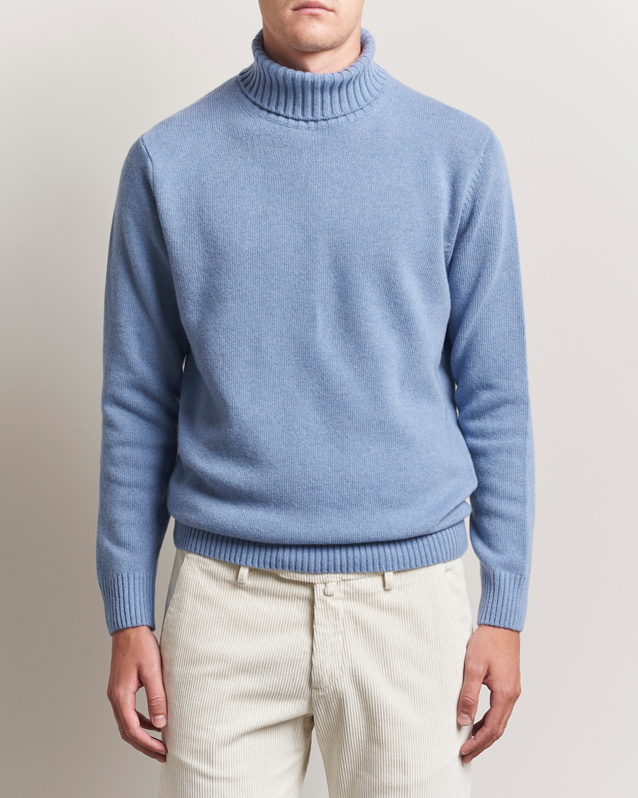 Uomini | Maglieria | Morgano | Wool/Cashmere Heavy Knit Rollneck Light Blue
