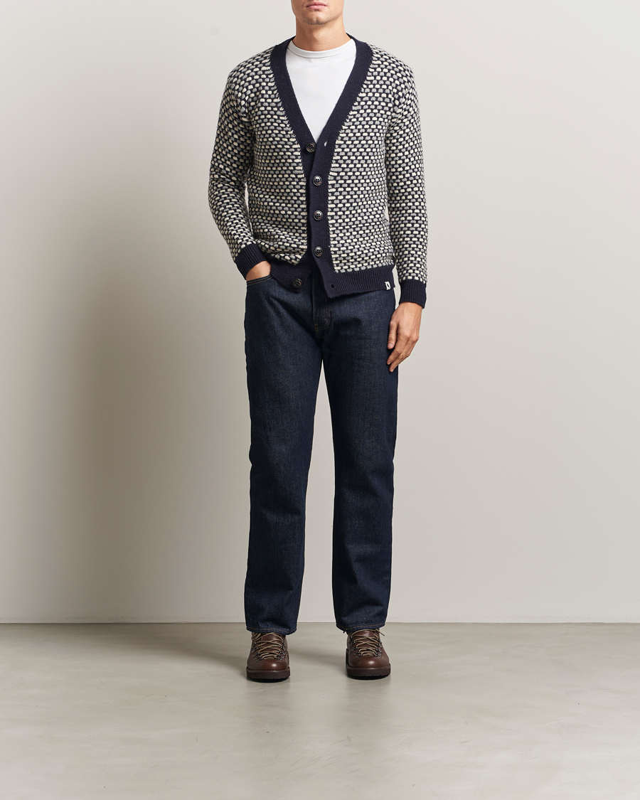 Uomini | Maglieria | Peregrine | Network Merino Cardigan Navy