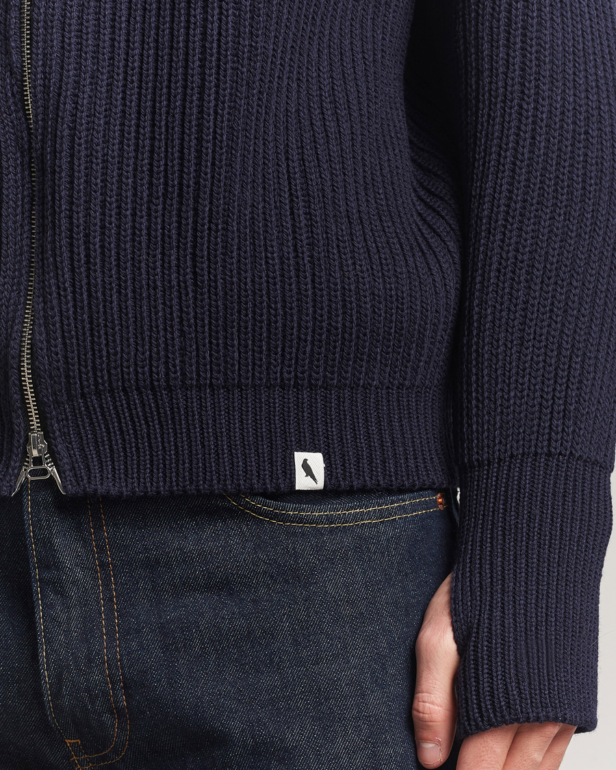 Uomini | Maglieria | Peregrine | Fisherman Merino Zip Cardigan Navy