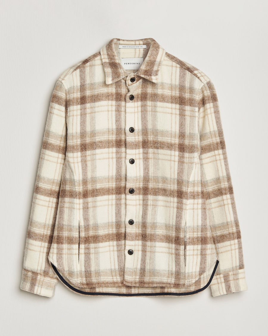 Uomini | Camicie | Peregrine | Moon Wool Check Overshirt Beige