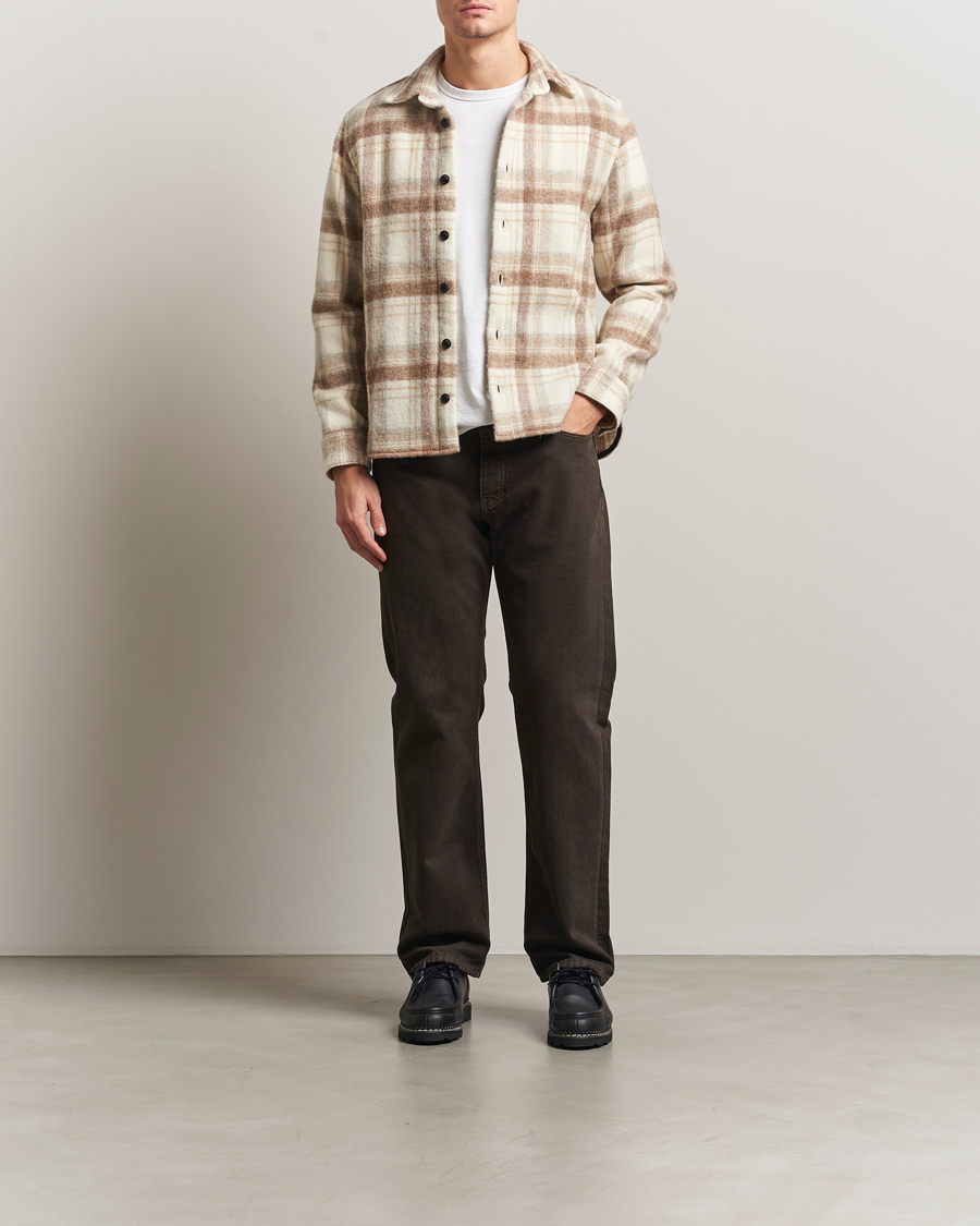 Uomini | Camicie | Peregrine | Moon Wool Check Overshirt Beige
