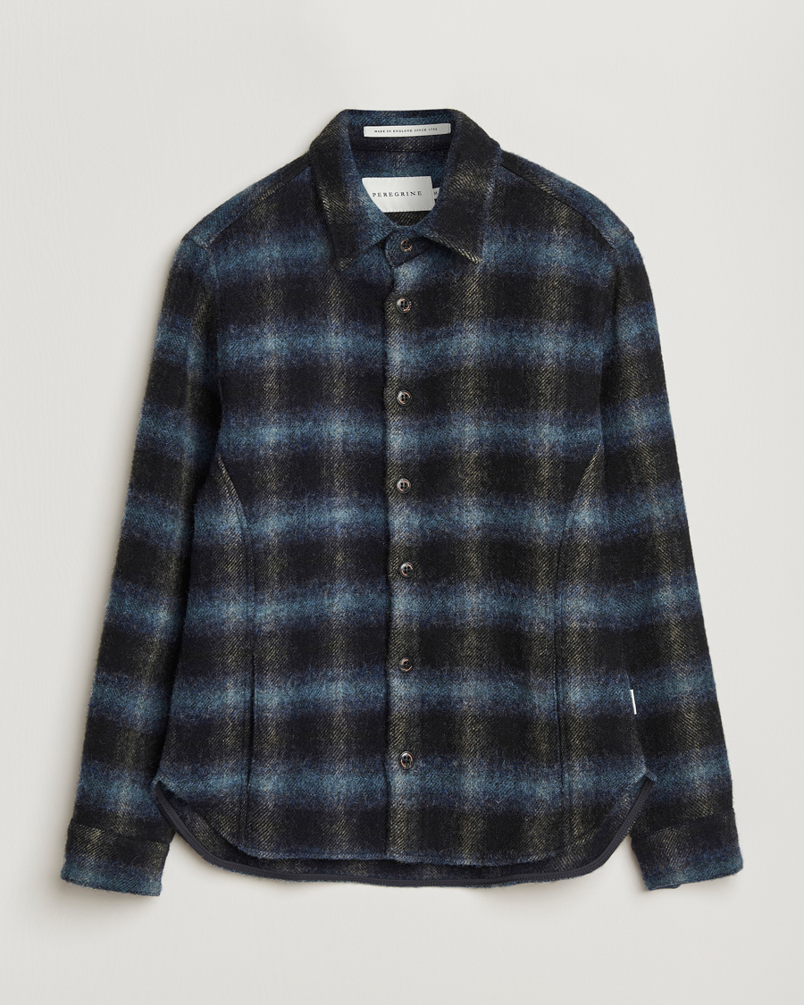 Uomini | Camicie | Peregrine | Moon Wool Check Overshirt Navy