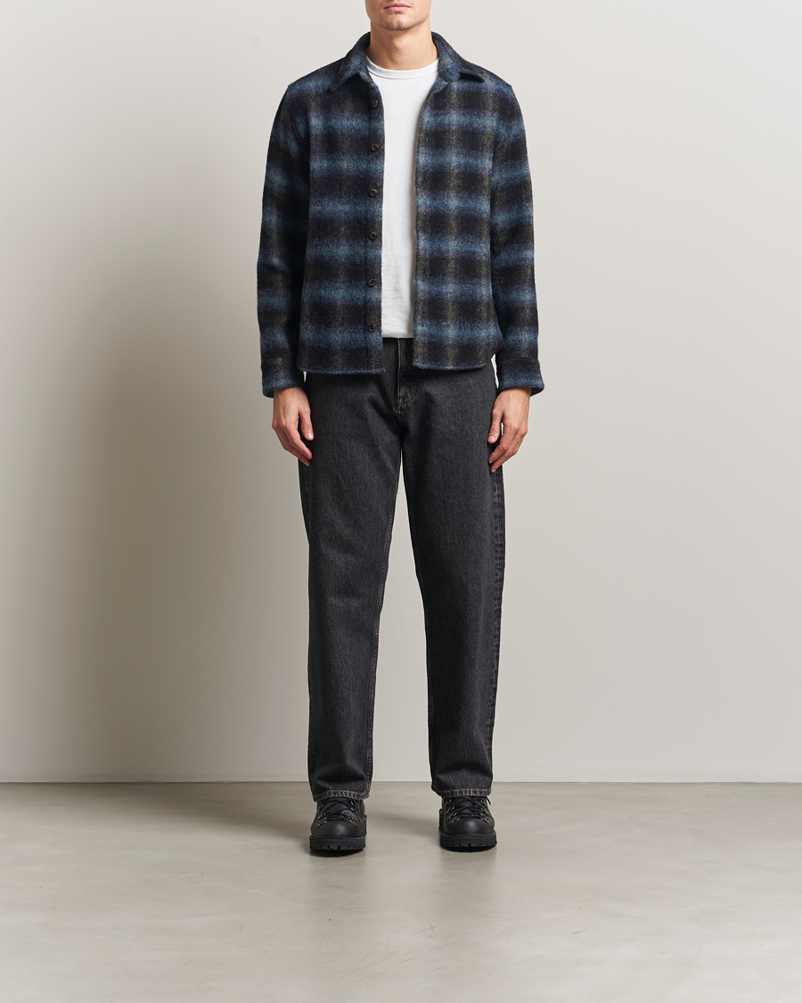 Uomini | Camicie | Peregrine | Moon Wool Check Overshirt Navy