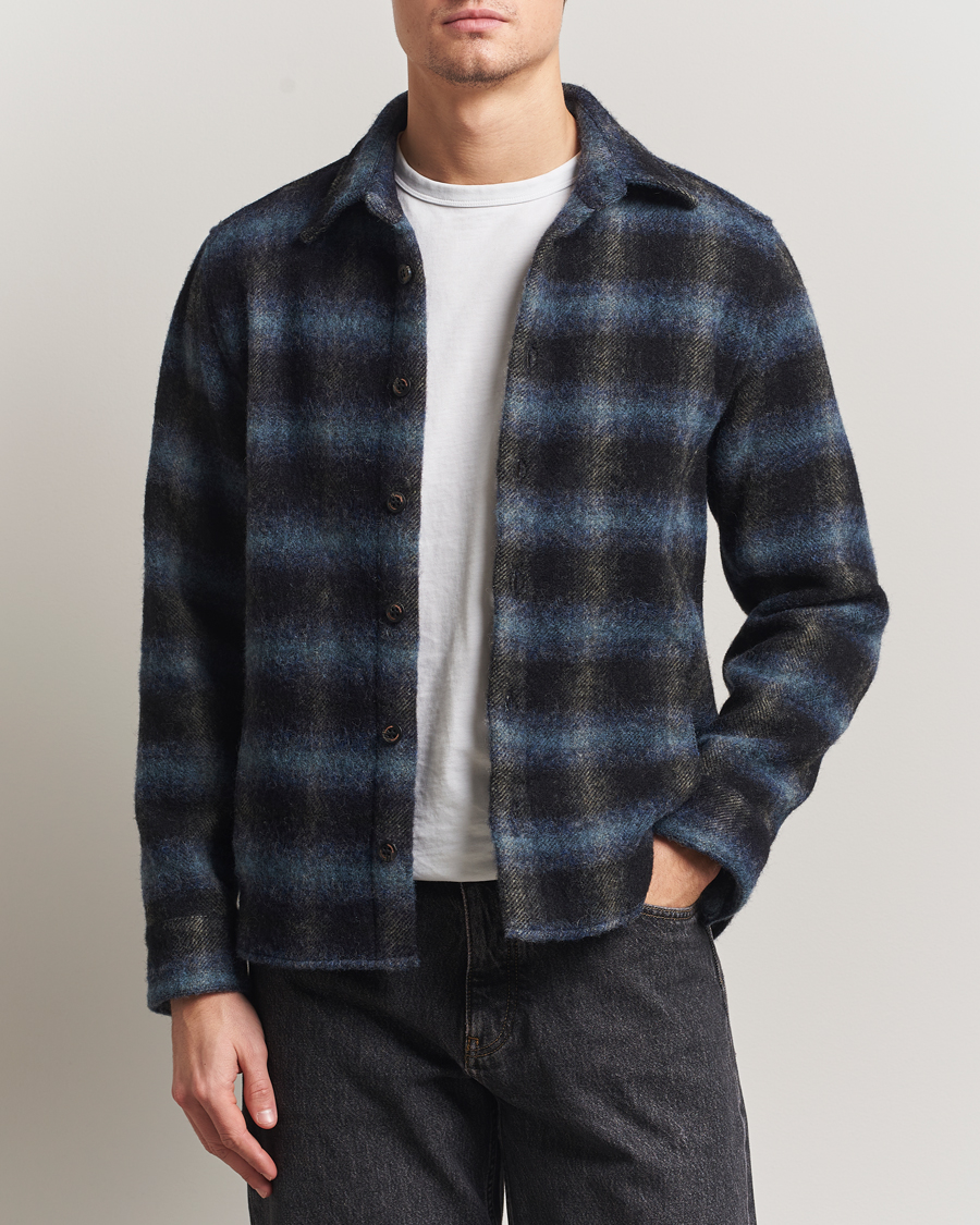 Uomini | Camicie | Peregrine | Moon Wool Check Overshirt Navy