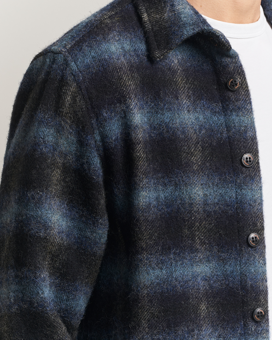 Uomini | Camicie | Peregrine | Moon Wool Check Overshirt Navy