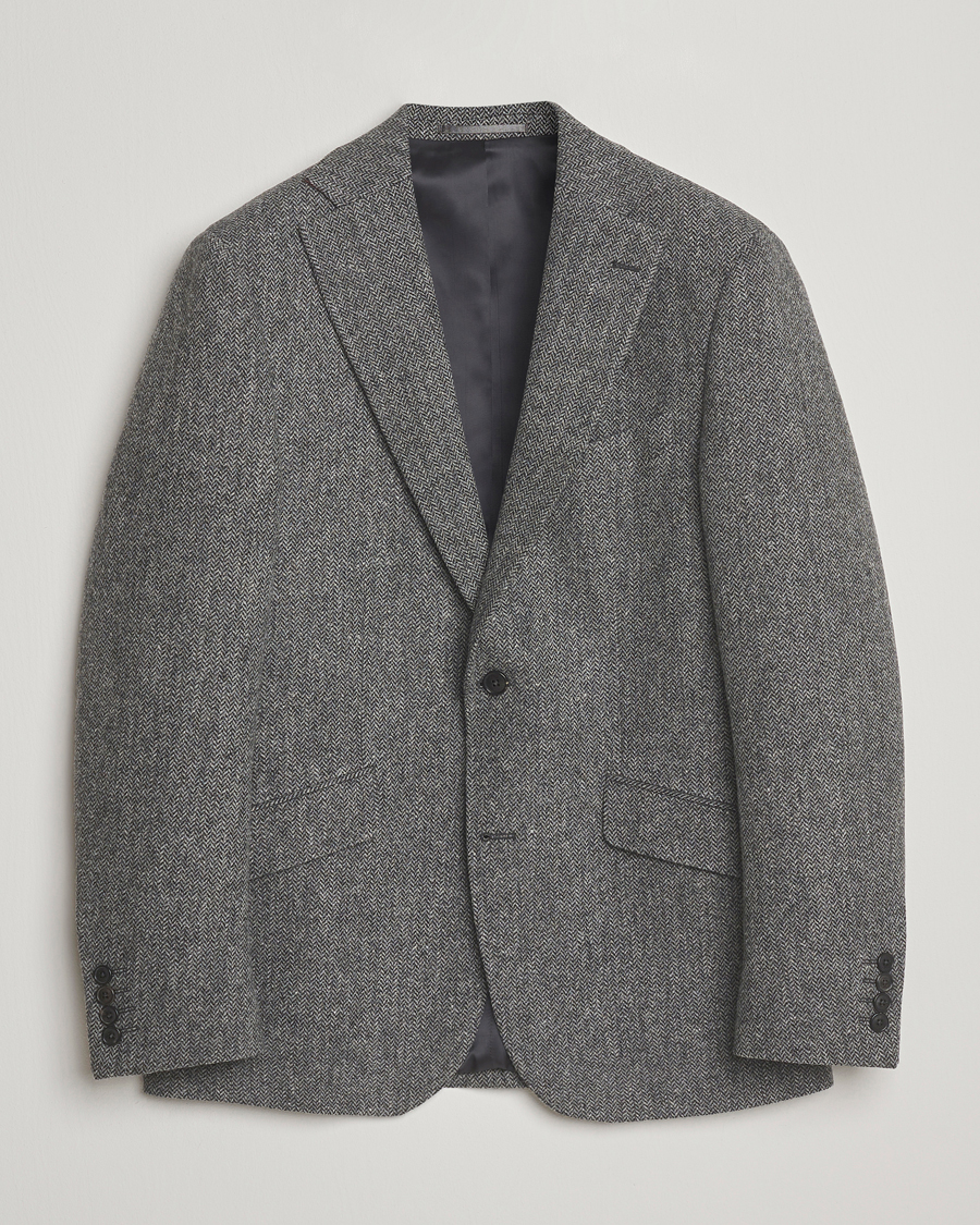 Uomini | Blazers | Walker Slater | Edward Lambswool Herringbone Blazer Dark Grey