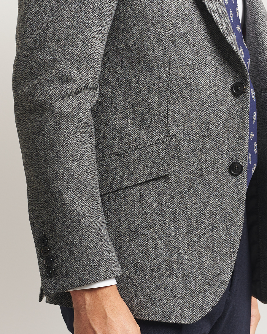 Uomini | Blazers | Walker Slater | Edward Lambswool Herringbone Blazer Dark Grey