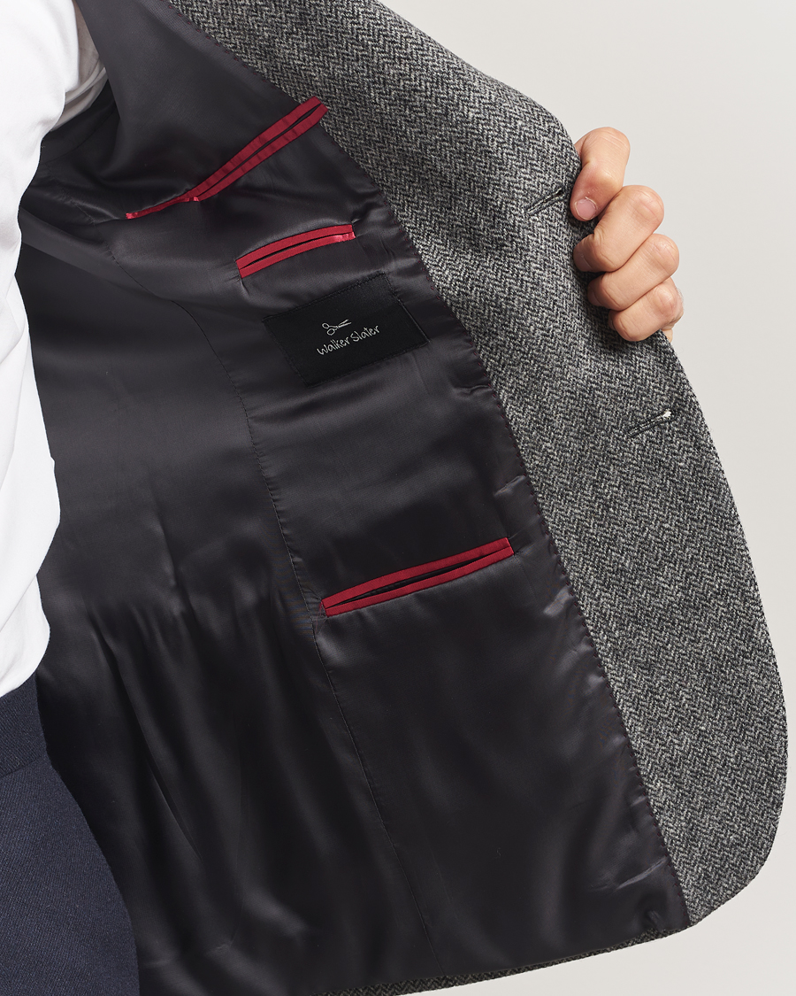 Uomini | Blazers | Walker Slater | Edward Lambswool Herringbone Blazer Dark Grey