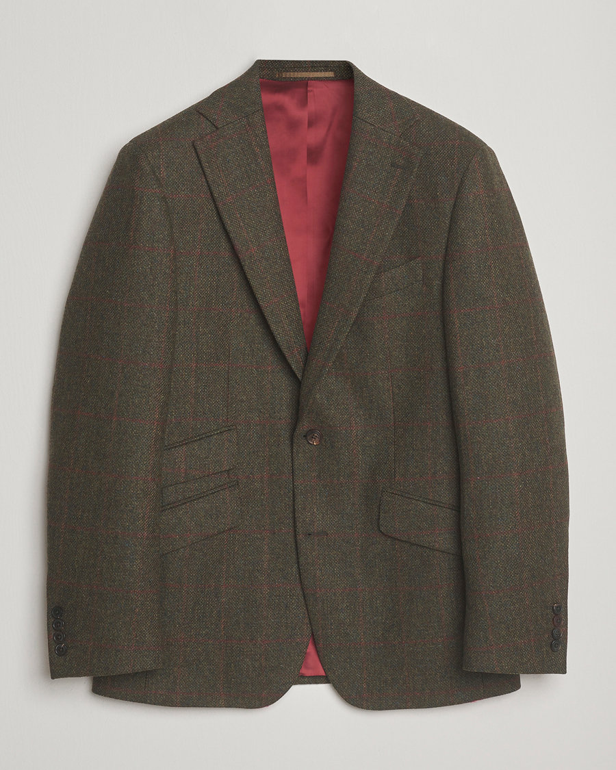 Uomini | Blazers | Walker Slater | Edward Lambswool Windowpane Blazer Dark Green