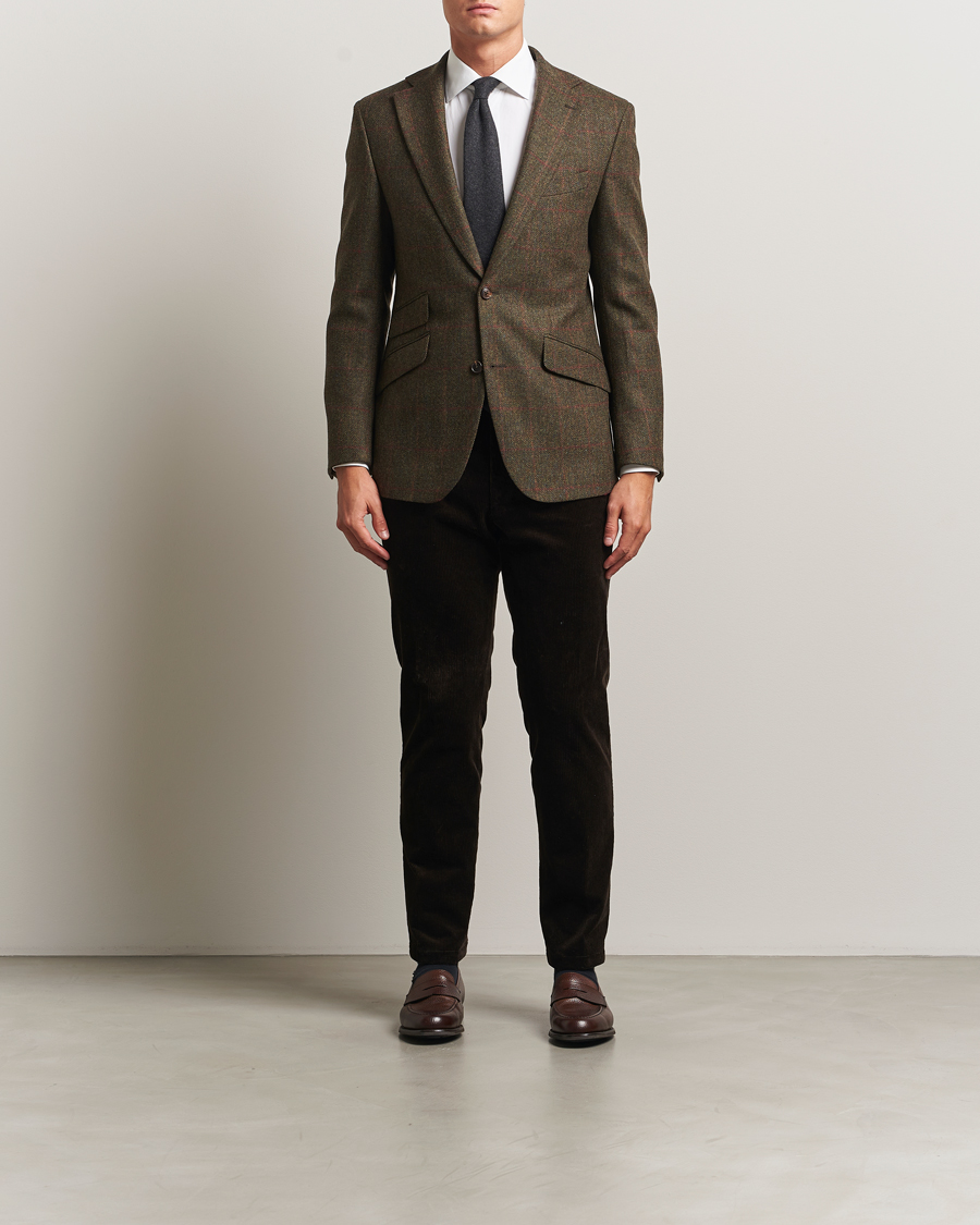 Uomini | Blazers | Walker Slater | Edward Lambswool Windowpane Blazer Dark Green