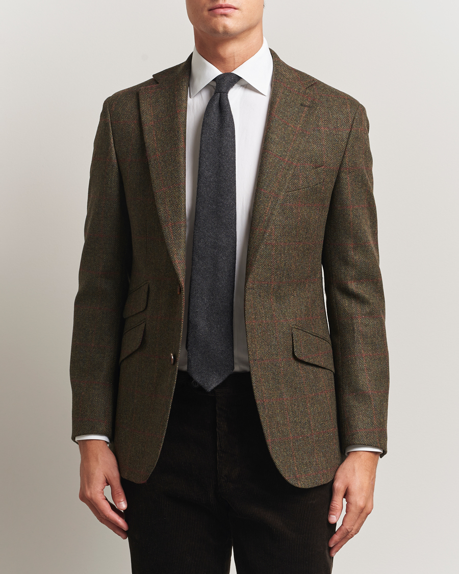 Uomini | Blazers | Walker Slater | Edward Lambswool Windowpane Blazer Dark Green