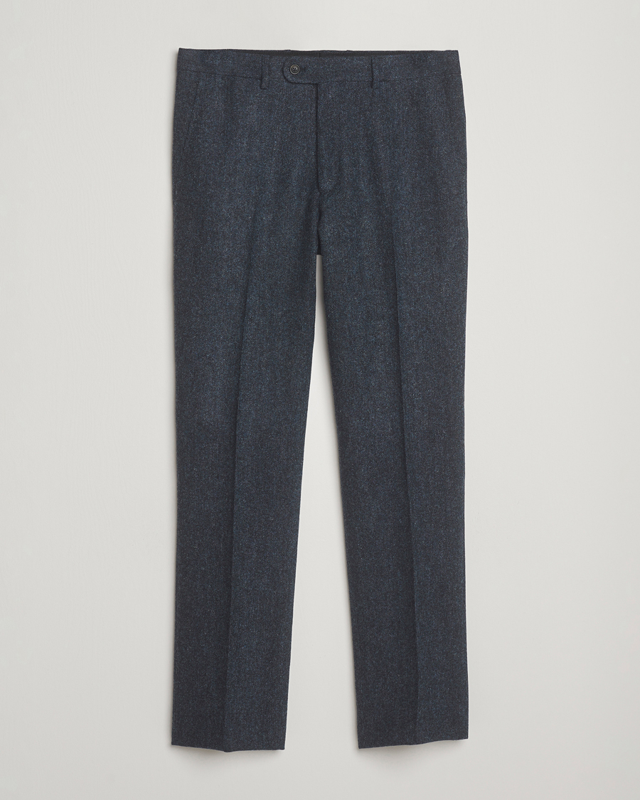 Uomini | Pantaloni | Walker Slater | Edward Shetland Wool Donegal Trousers Navy
