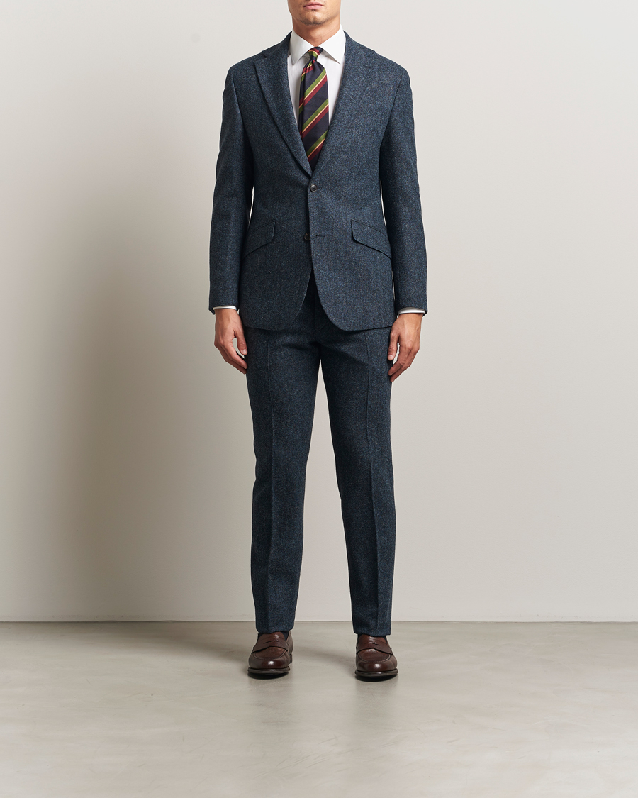 Uomini | Pantaloni | Walker Slater | Edward Shetland Wool Donegal Trousers Navy
