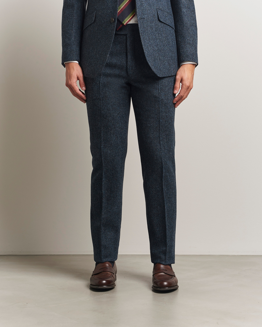 Uomini | Pantaloni | Walker Slater | Edward Shetland Wool Donegal Trousers Navy
