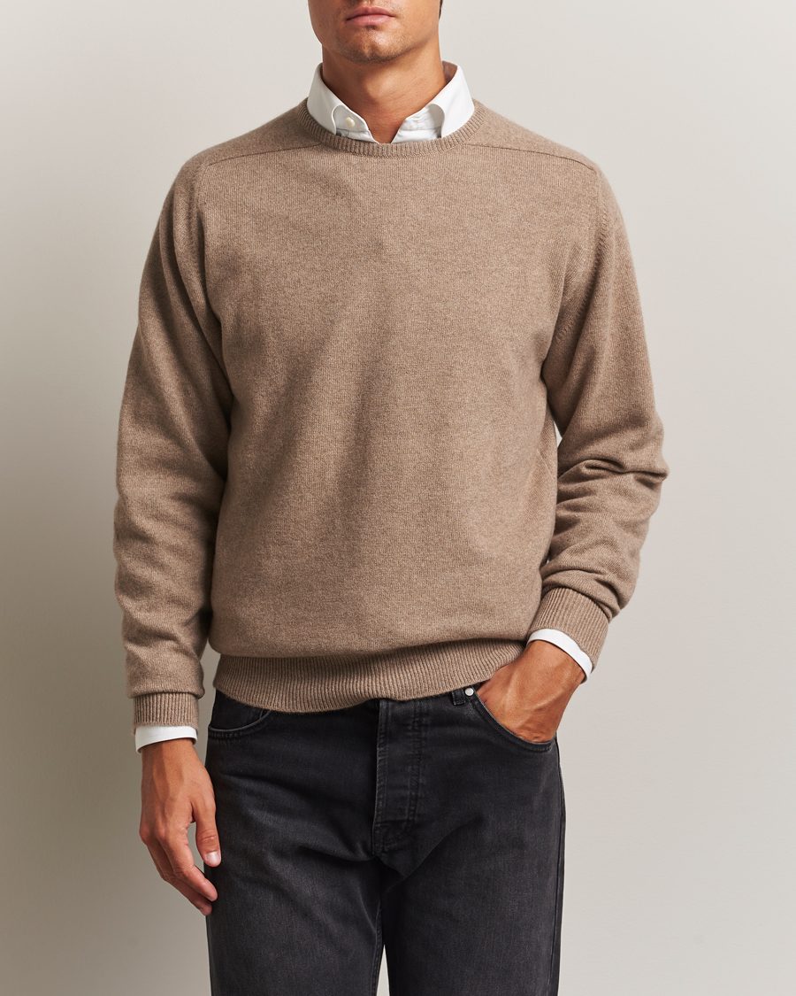 Uomini | Maglieria | William Lockie | Melrose Cashmere Crew Neck Dark Natural