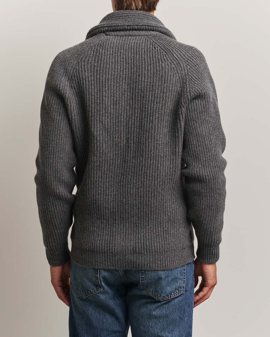 Uomini | Maglieria | William Lockie | Windsor Geelong Lambswool Shawl Cardigan Grey