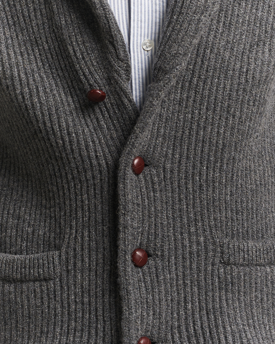 Uomini | Maglieria | William Lockie | Windsor Geelong Lambswool Shawl Cardigan Grey