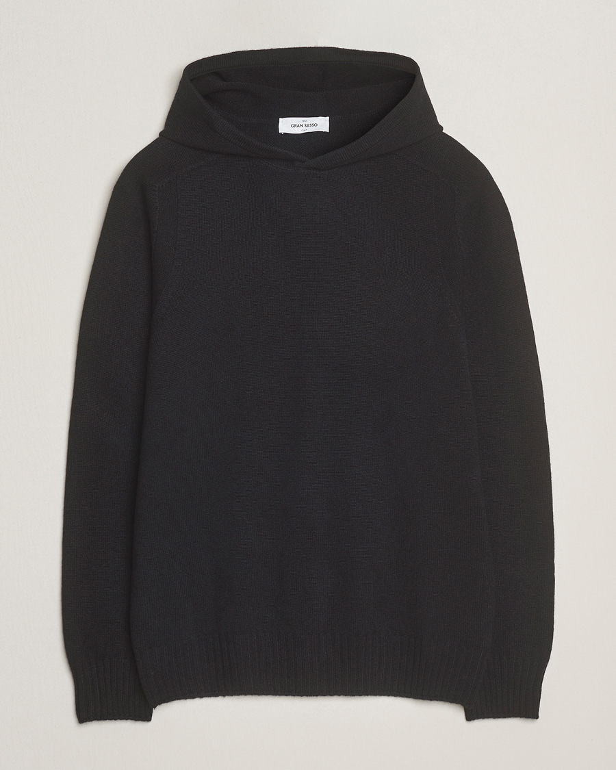 Uomini | Maglieria | Gran Sasso | Wool Hoodie Black