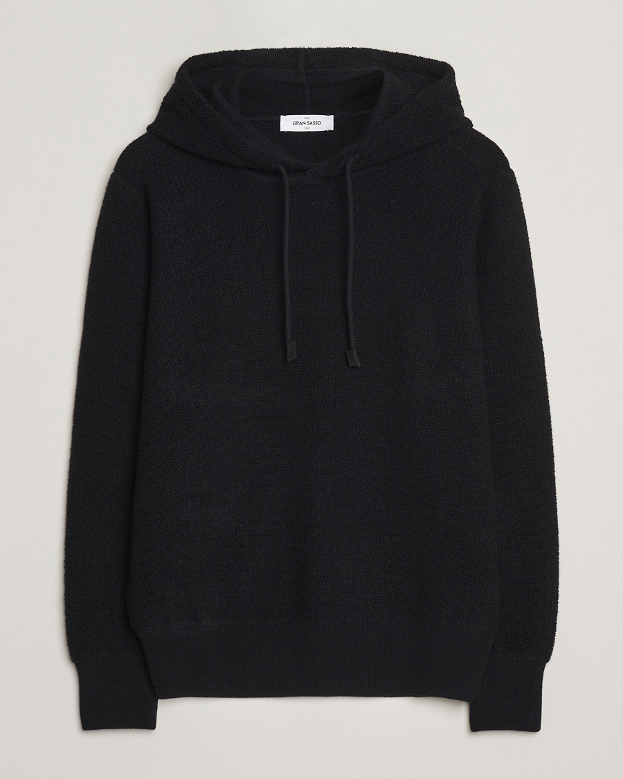 Uomini | Maglieria | Gran Sasso | Boiled Wool Hoodie Black