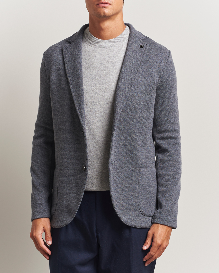 Uomini | Blazers | Gran Sasso | Rainwool Knitted Blazer Grey Melange