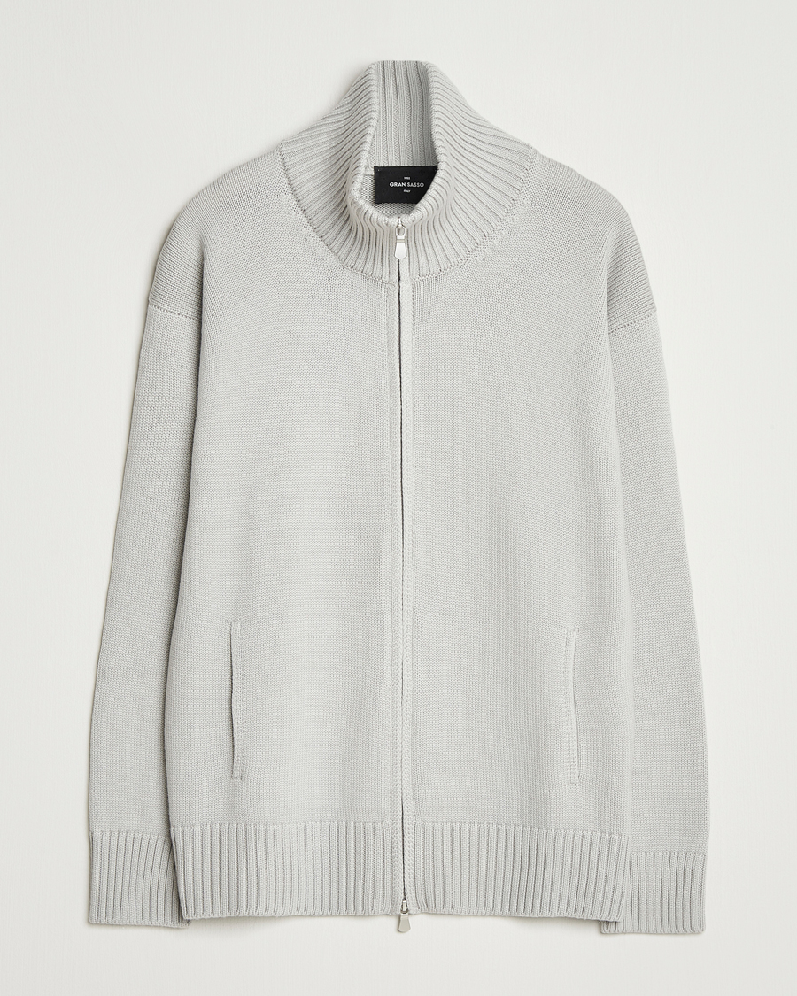 Uomini | Maglieria | Gran Sasso | Heavy Knitted Merino Full Zip Light Grey Melange