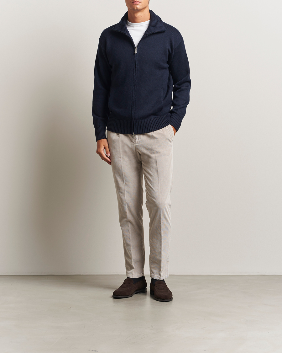 Uomini | Maglieria | Gran Sasso | Heavy Knitted Merino Full Zip Navy