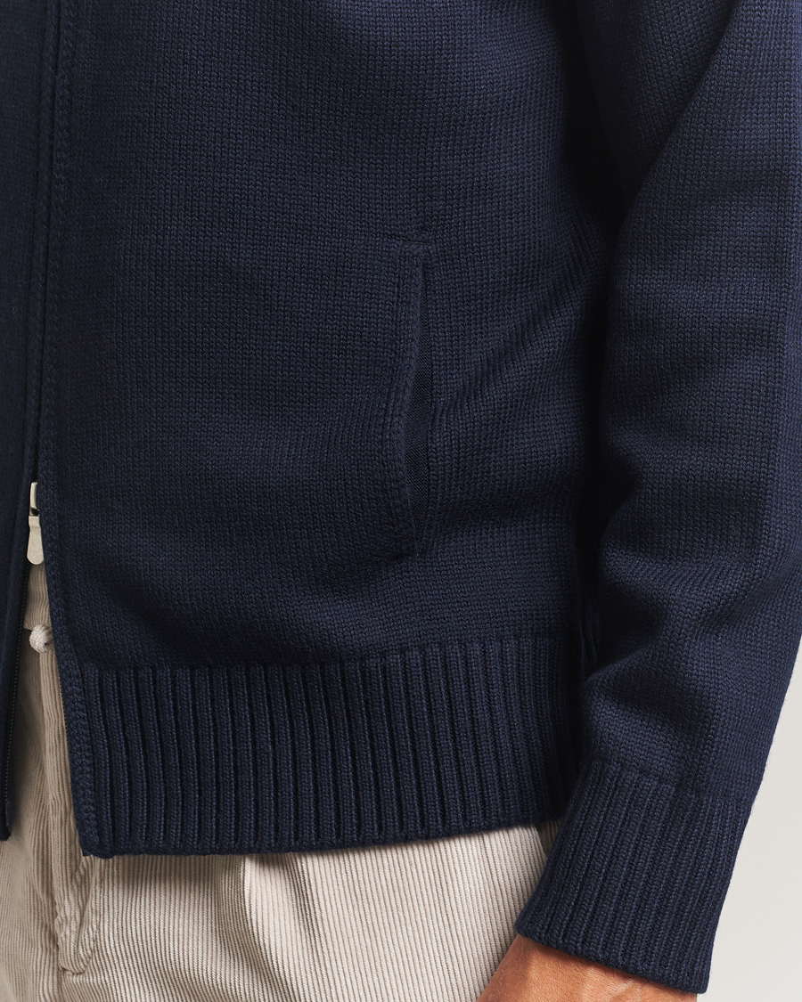 Uomini | Maglieria | Gran Sasso | Heavy Knitted Merino Full Zip Navy