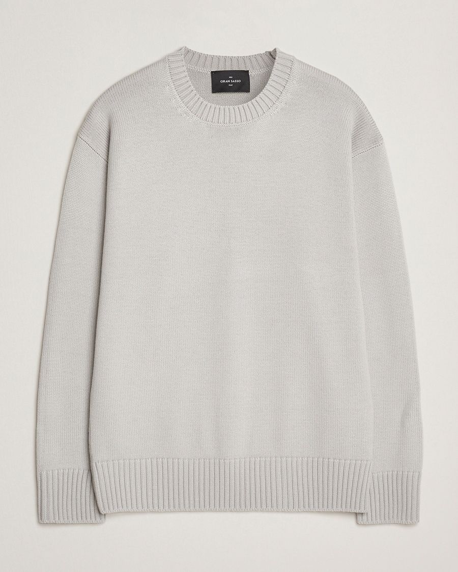 Uomini | Maglieria | Gran Sasso | Heavy Knitted Merino Crew Neck Light Grey Melange