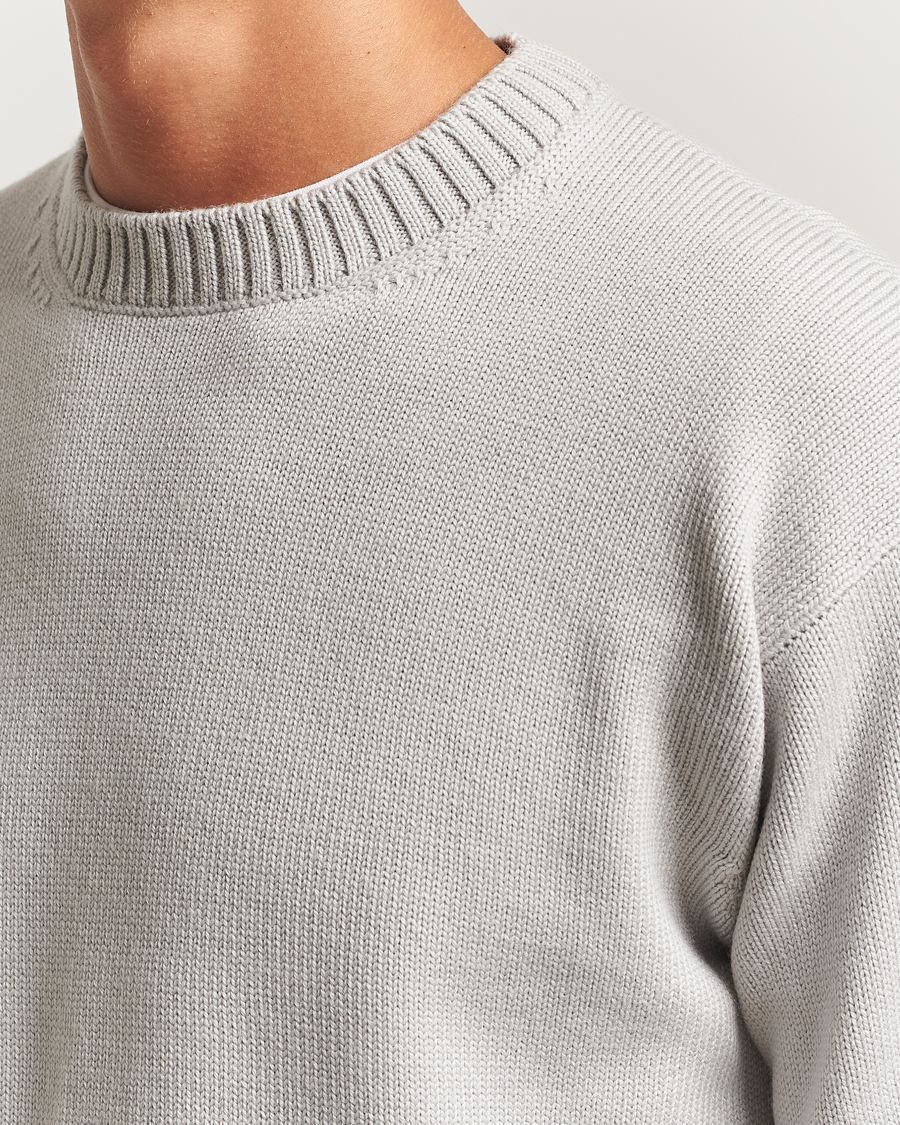 Uomini | Maglieria | Gran Sasso | Heavy Knitted Merino Crew Neck Light Grey Melange