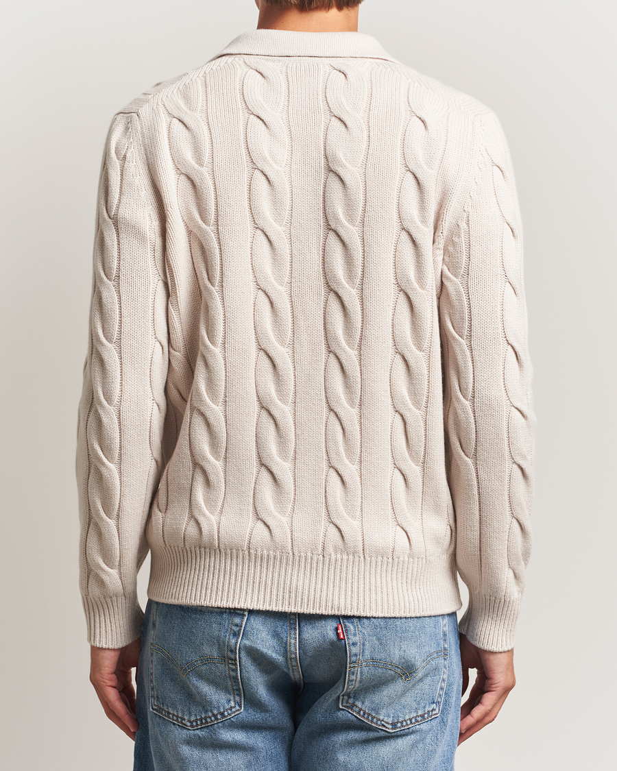Uomini | Maglieria | Gran Sasso | Wool/Cashmere Cable Full Zip Light Beige Melange