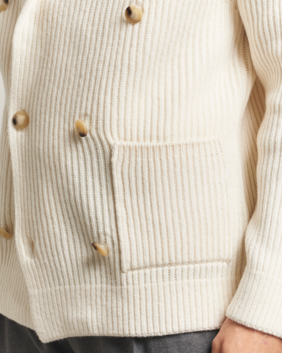 Uomini | Maglieria | Gran Sasso | Shawl Collar Heavy Knitted Wool Cardigan Cream