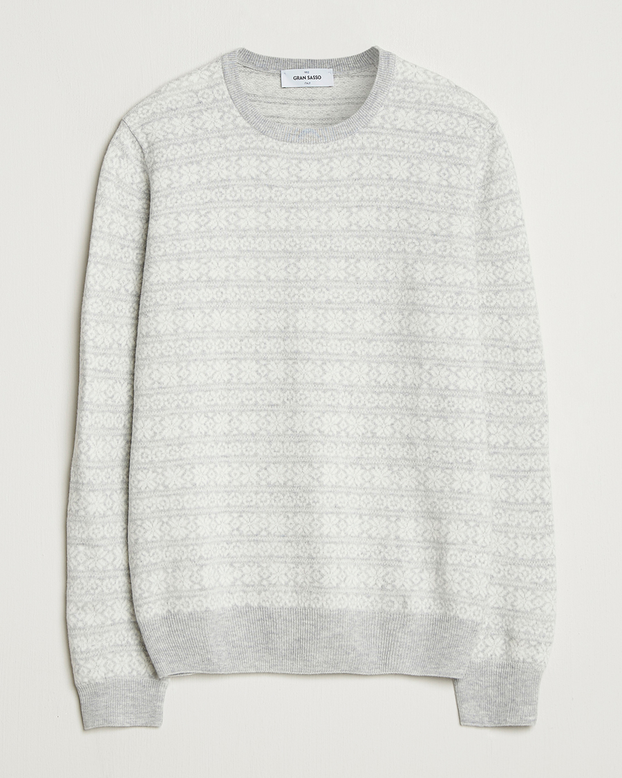 Uomini | Maglieria | Gran Sasso | Wool/Cashmere Fairisle Sweater Light Grey Melange