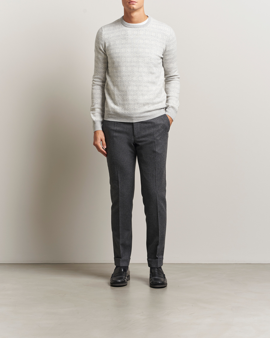 Uomini | Maglieria | Gran Sasso | Wool/Cashmere Fairisle Sweater Light Grey Melange
