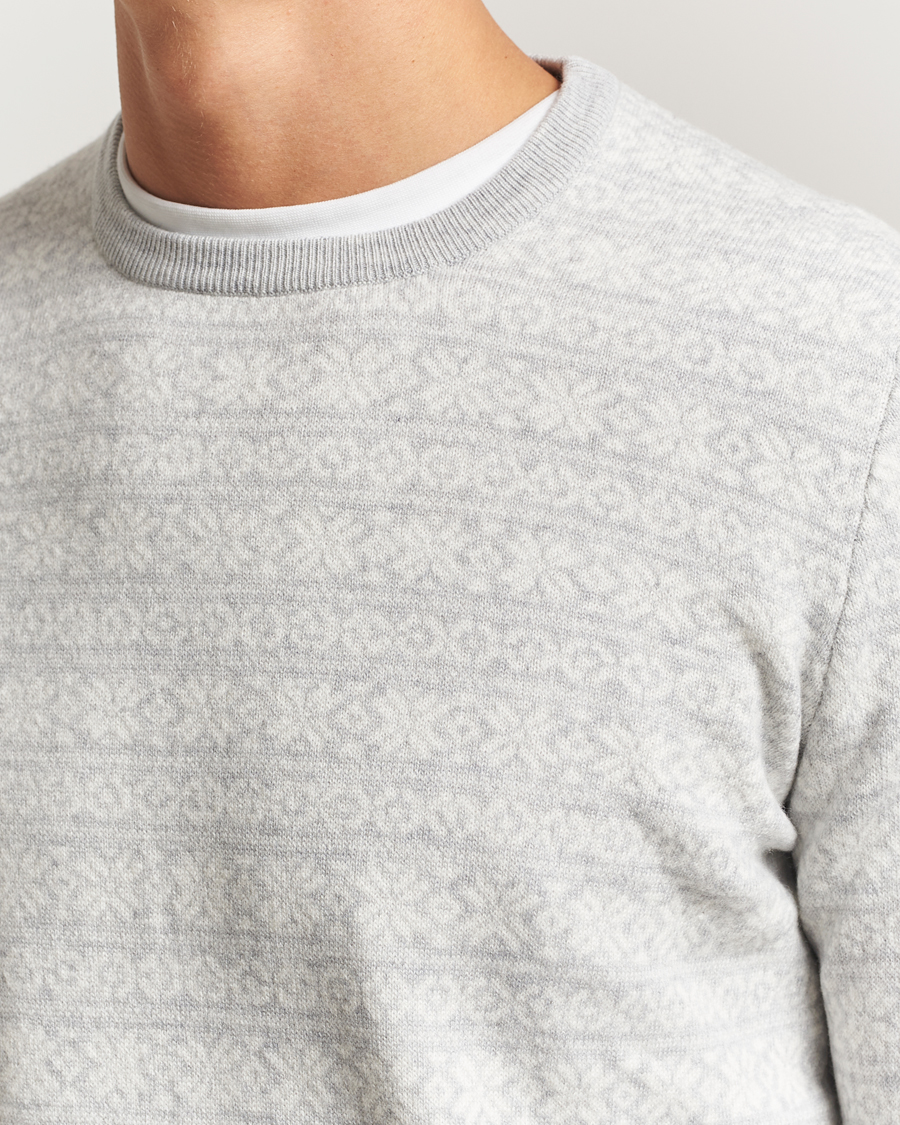 Uomini | Maglieria | Gran Sasso | Wool/Cashmere Fairisle Sweater Light Grey Melange