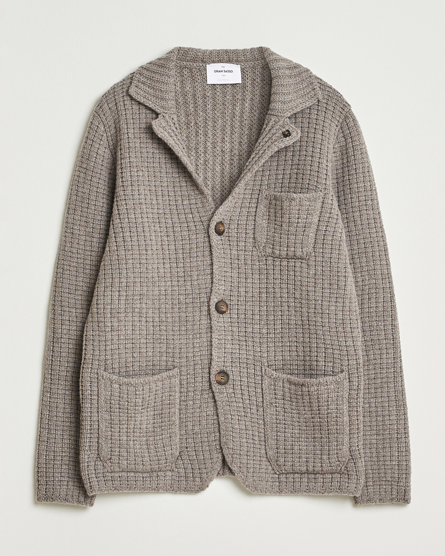 Uomini | Maglieria | Gran Sasso | Heavy Knitted Wool Cardigan Taupe Melange