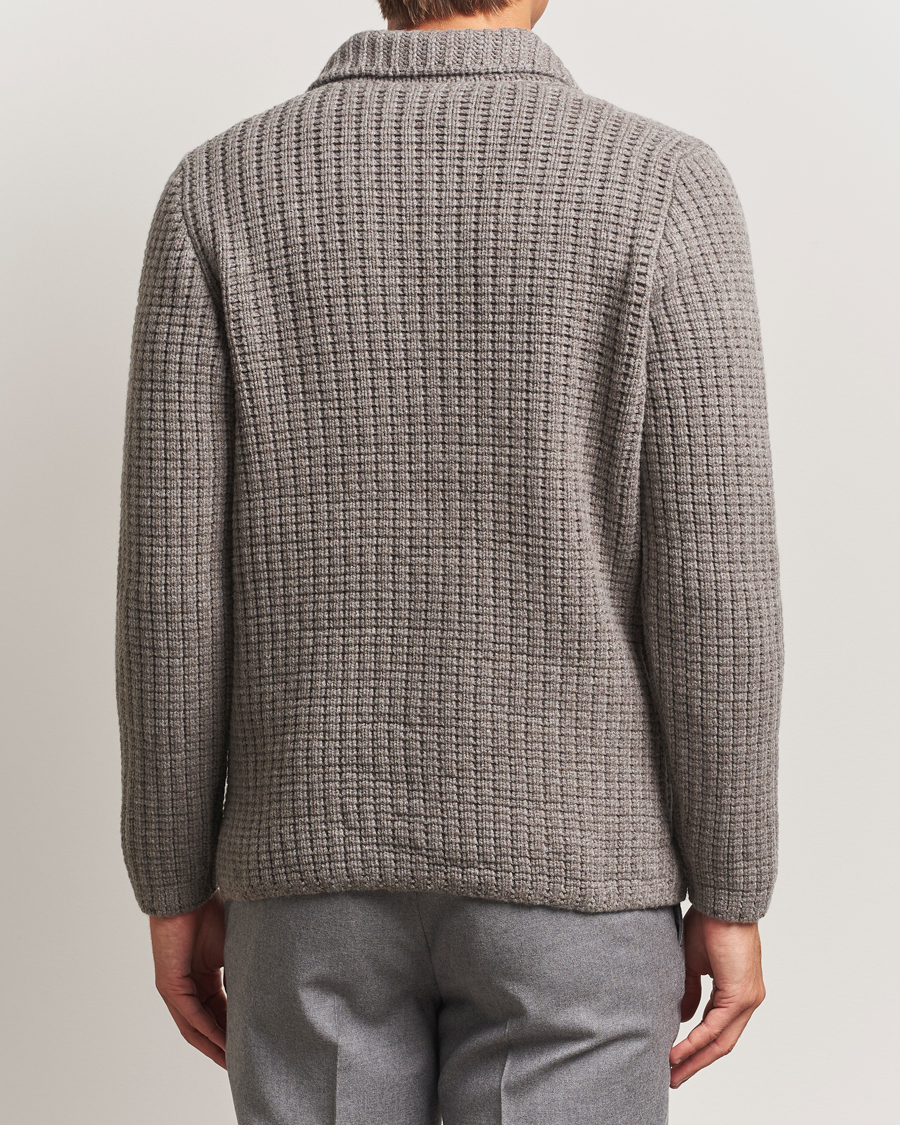 Uomini | Maglieria | Gran Sasso | Heavy Knitted Wool Cardigan Taupe Melange