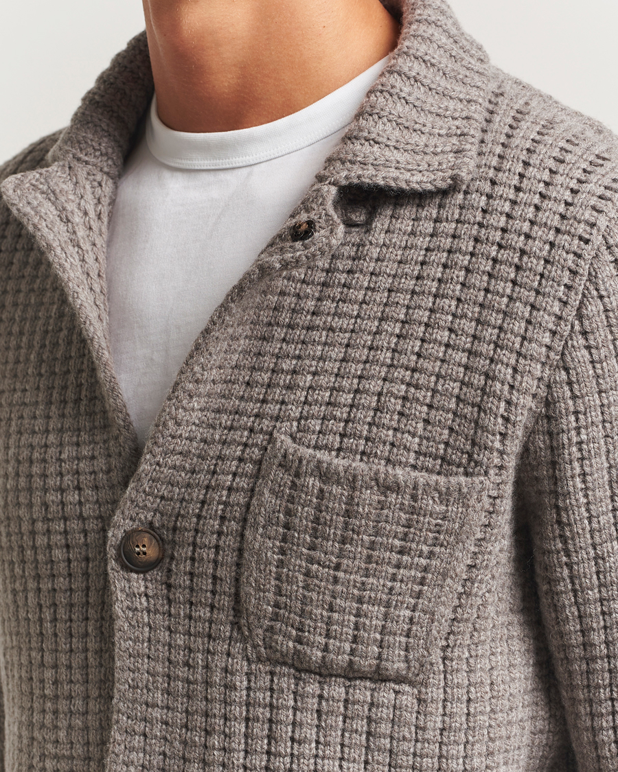 Uomini | Maglieria | Gran Sasso | Heavy Knitted Wool Cardigan Taupe Melange
