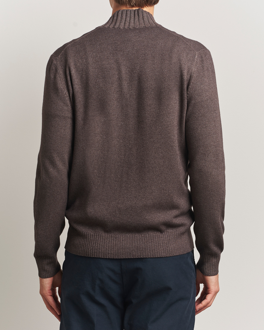 Uomini | Maglieria | Gran Sasso | Wool/Cashmere Washed Full Zip Brown Melange