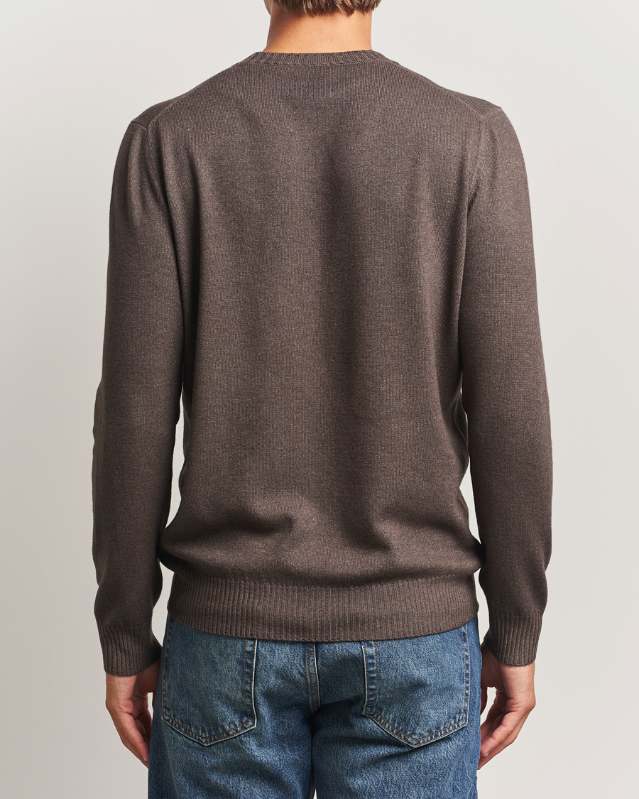 Uomini | Maglieria | Gran Sasso | Wool/Cashmere Washed Crew Neck Brown Melange