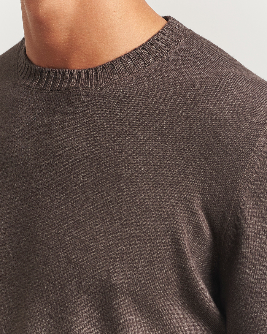 Uomini | Maglieria | Gran Sasso | Wool/Cashmere Washed Crew Neck Brown Melange