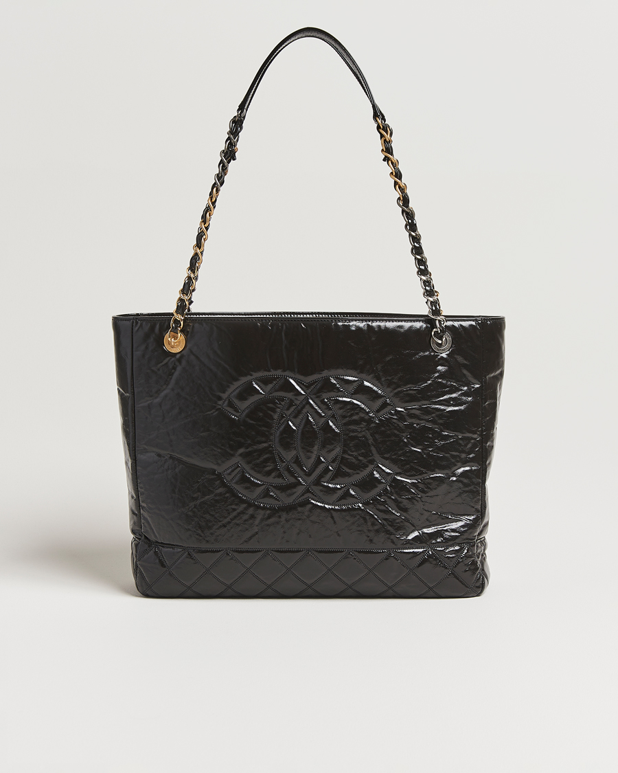 Uomini | Chanel Pre-Owned Chain Tote Bag Black | Chanel Pre-Owned | Chain Tote Bag Black