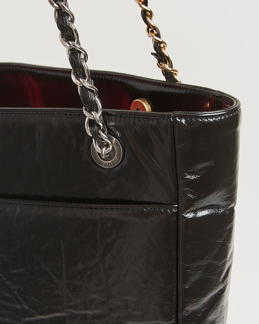 Uomini | Chanel Pre-Owned Chain Tote Bag Black | Chanel Pre-Owned | Chain Tote Bag Black